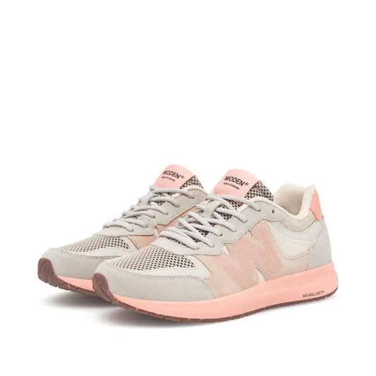 Woden I Rigmor open mesh blush damessneakers met een sportieve stijl en ademend bovenwerk