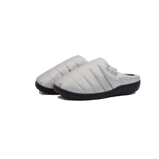 Subu I F-Line Silver soft slippers featuring a minimalist design with no heel for indoor and outdoor wearing.