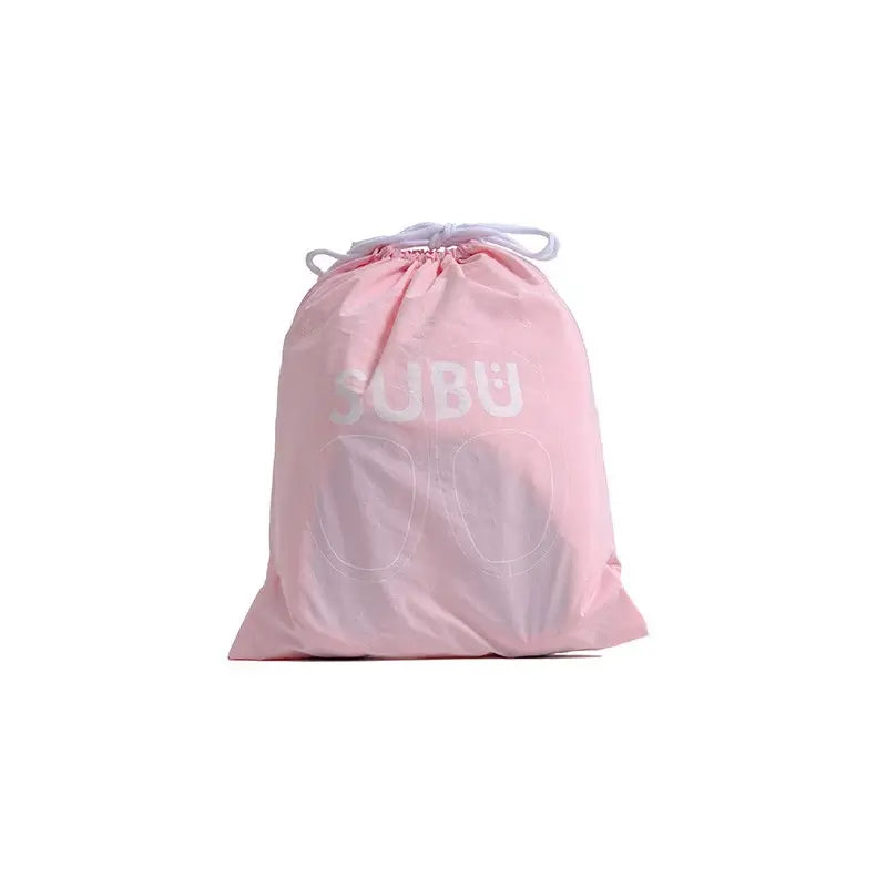 Subu pink drawstring bag for F-Line slippers with logo.