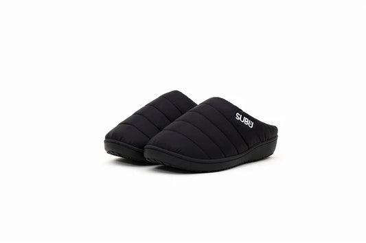 Subu I F-Line Black soft slippers with a minimalist design and no heel for indoor and outdoor use.