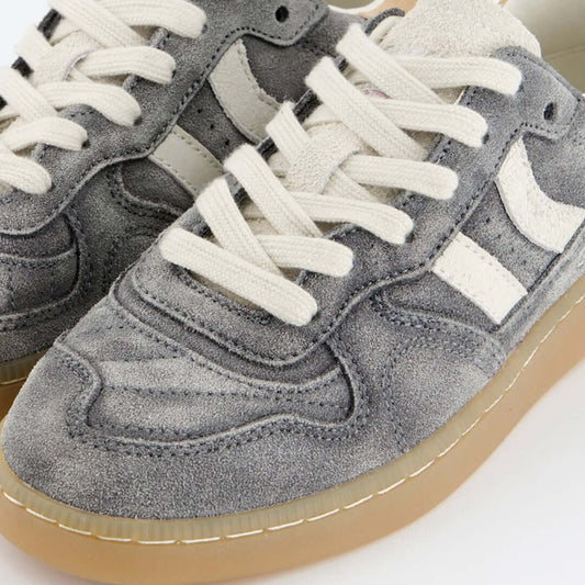 Coolway I Goal ASH Stone grey sneakers close-up with white laces and retro design.