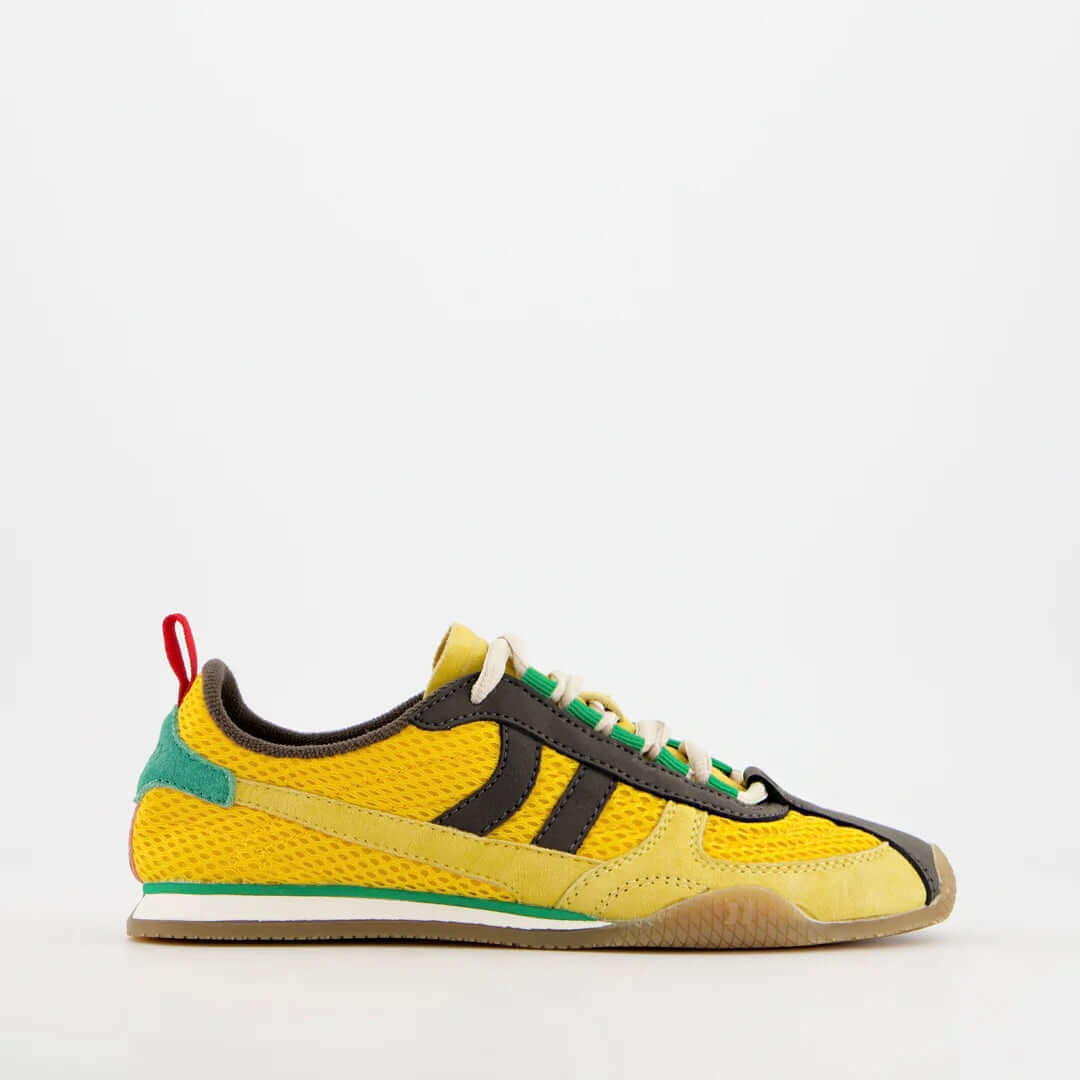 Coolway Nilo casual sneaker in retro design met gele kleur en groene details