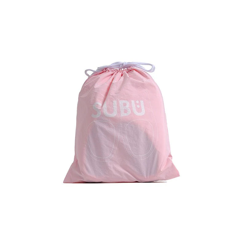 Subu pink drawstring bag for F-Line slippers with logo.