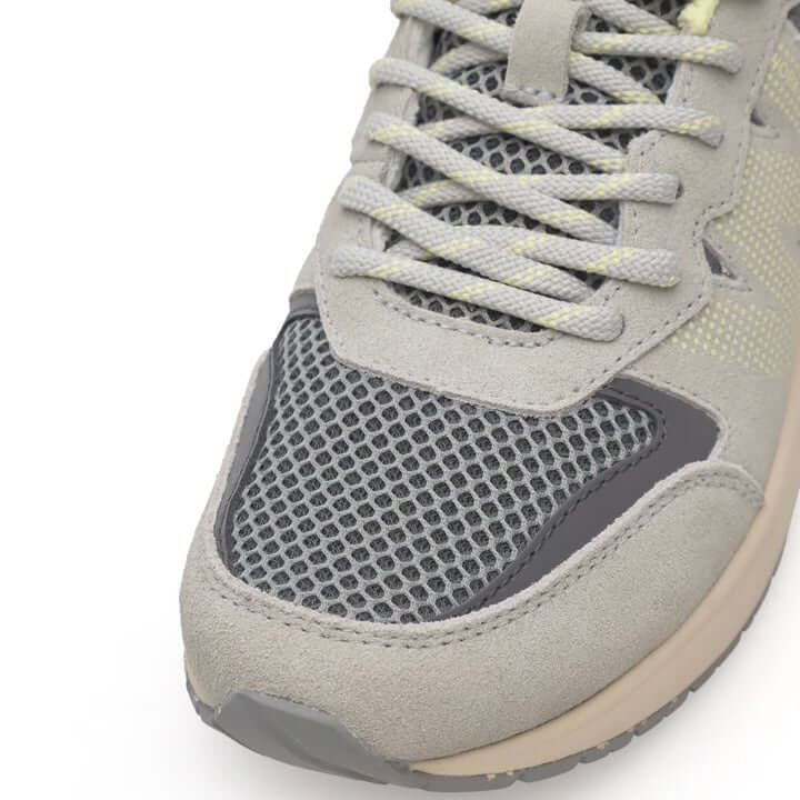 Woden I Rigmor open mesh sneaker in Sea fog grey, featuring breathable mesh and soft suede upper.