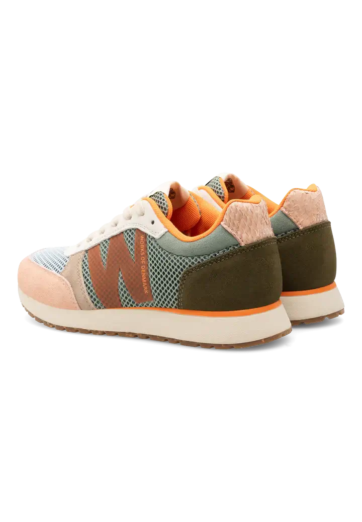 Woden I Ronja icon damessneakers in lichtalgen multikleur met retro-geïnspireerd design en sportieve uitstraling.