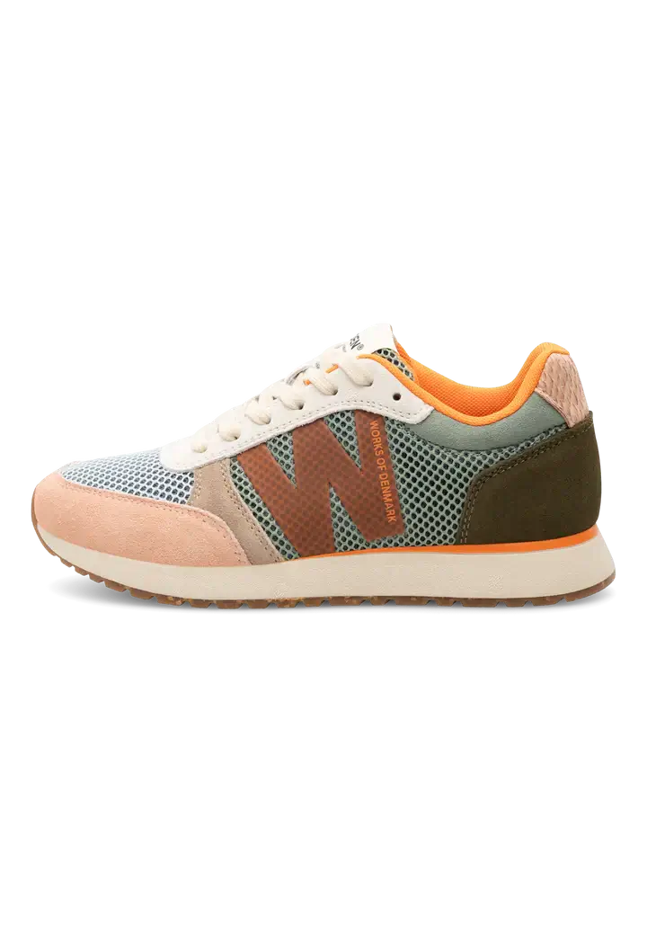 Woden I Ronja icon Light algae multi damessneaker met retro design en W-logo, ideaal voor stijl en comfort.