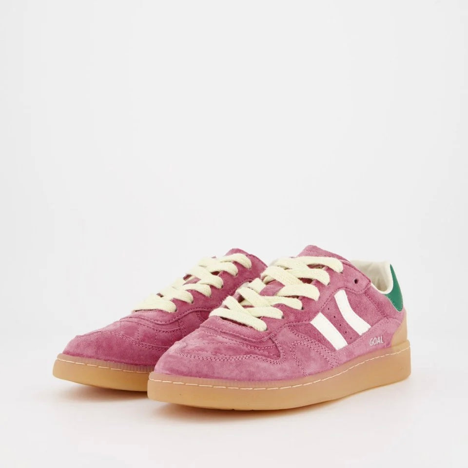 Coolway I Goal PNK roze limonade sneakers met retro uitstraling en suède bovenwerk.