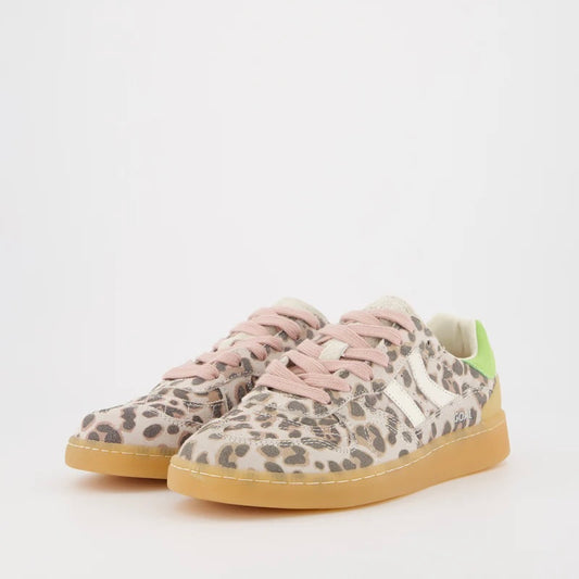 Coolway I Goal LEO sneakers in Leopard print with pink laces and green details for casual style.